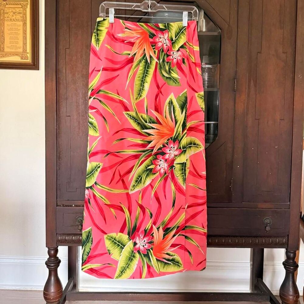 Vintage Worthington Tropical Floral Maxi Skirt Size 8 Hawaiian Vacation